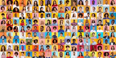 Canlı bir kolaj, çeşitli kültürleri ve yaşam tarzlarını sergileyen çeşitli insanlardan oluşan bir grup sunar. Her portre, renkli arkaplanlara karşı eşsiz ifadeler ve stiller yakalar..