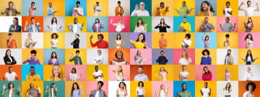 Canlı bir kolaj, eşsiz yaşam tarzlarını sergileyen bir dizi insanı yakalıyor. Her portre renkli arka planlara karşı neşeli ifadeleri ve bireysel stilleri yansıtır..