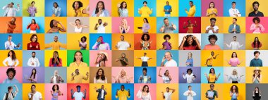 Bu koleksiyonda çeşitli geçmişlerden neşeli bireylerin renkli arka planlara karşı çeşitliliği ve kapsayıcılığı kutlayan canlı bir karışımı yer alıyor..