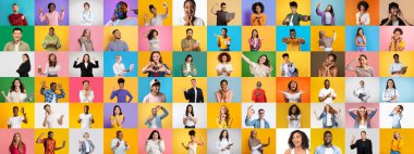 Çeşitli geçmişlerden bireylerin canlı bir koleksiyonu değişik pozlar ve hareketlerle neşe ve yaratıcılığı ifade eder..