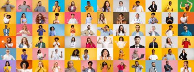 Farklı geçmişlerden gelen farklı yüzlerin yer aldığı canlı bir kolaj, çoklu etnik ortamda neşe ve bağlantıyı ifade ediyor. Bu koleksiyon, toplumdaki çeşitliliğin güzelliğini vurgular..