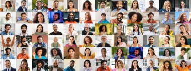 Neşeli bir koleksiyonda çeşitli insanlar var, hepsi gülümsüyor ve pozitiflik saçıyor. Dinamik set, çeşitlilikteki birliği vurgulayarak farklı kültürleri ve yaşam tarzlarını yansıtıyor..