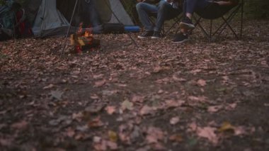Arkadaşlar, rengarenk sonbahar yapraklarıyla çevrili sakin bir ormanda sıcak bir kamp ateşi etrafında toplanırlar. Atmosfer kahkahalarla dolu ve temiz bir gökyüzünün altında odun dumanı kokusu var..
