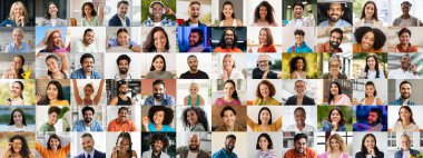 Canlı bir kolaj, özgün kimliklerini kutlayan ve mutluluklarını paylaşan çeşitli geçmişlerden gülümseyen bireyleri içerir. Bu canlı koleksiyon toplumun özünü vurgular..