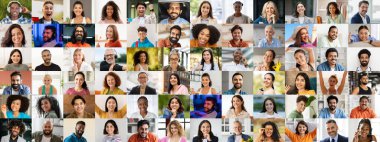 Canlı bir portre koleksiyonu, mutluluğu ifade eden çeşitli insanlardan oluşan bir gruba ev sahipliği yapar..