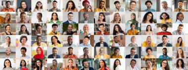 Çeşitli geçmişlerden gelen neşeli insanların portreleri canlı bir kolaja bağlanıyor. Görüntüler, birlikte hayattan zevk alan bireyler arasında çeşitliliği ve topluluk duygusunu kutluyor..