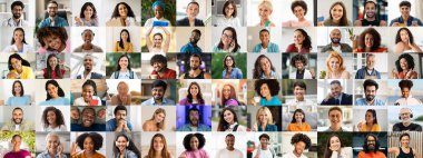 Canlı bir kolaj farklı geçmişlerden mutlu yüzler sergiliyor. Her birey, günlük yaşamın çeşitli ortamlarında birlik ve işbirliğini temsil eden bir keyif anı yakalar..