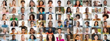 Çeşitli yaşam tarzlarını ve geçmişleri temsil eden neşeli yüzler topluluğu..