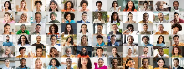 Çeşitli yaşam tarzlarını ve geçmişleri temsil eden neşeli yüzler topluluğu..