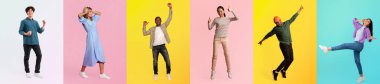 Çeşitli geçmişlere sahip bireylerden oluşan bir derleme enerjik pozlarla coşkularını canlı arka planlara karşı sergiliyor. Çeşitlilik, bir yaşam tarzı ve kapsama kutlamasını vurguluyor.