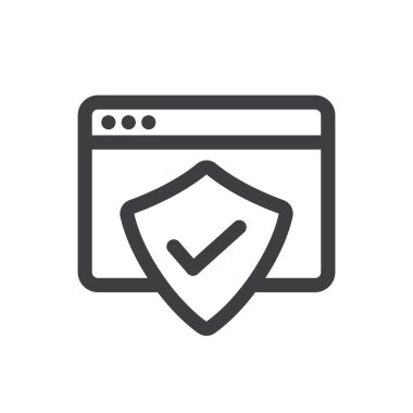  Korunan Pencere, Güvenlik Denetimi Satır Vektörü Simgesi 