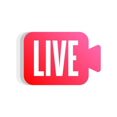  Canlı Yayın İzole Edilmiş Vektör Simgesi Etiketi