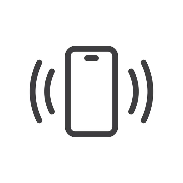 スマートフォンの振動またはリングラインベクトルアイコン — ストックベクタ