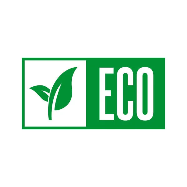 Eco Ekologisk Naturliga Gröna Blad Vektor Etikett — Stock vektor