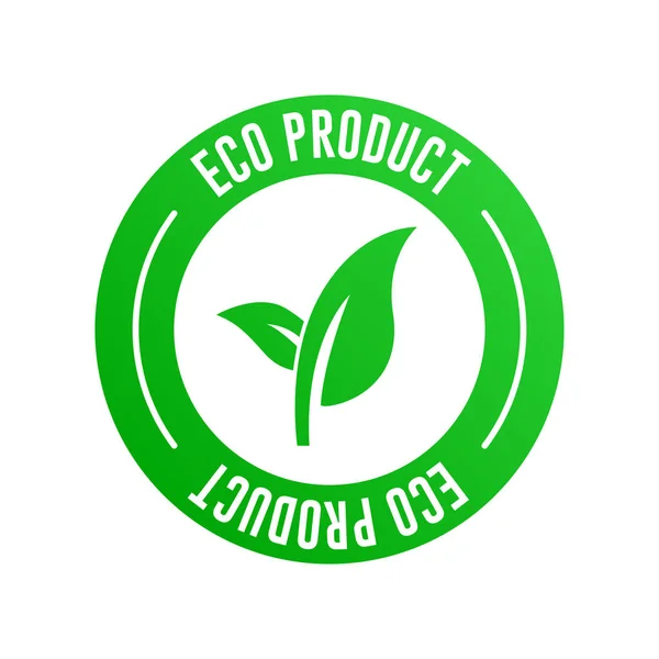 Ökoprodukt Bio Green Leaf Vector Label — Stockvektor