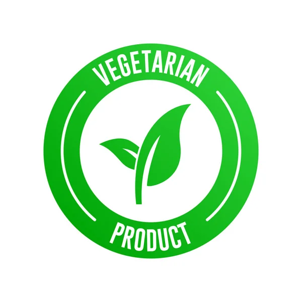 Producto Vegetariano Bio Etiqueta Vector Hoja Verde — Vector de stock