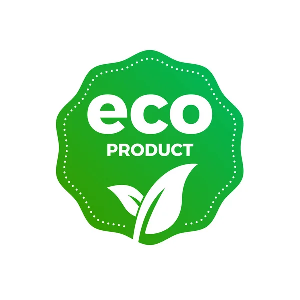 Eco Product Green Leaf Vector Label — Stock Vector