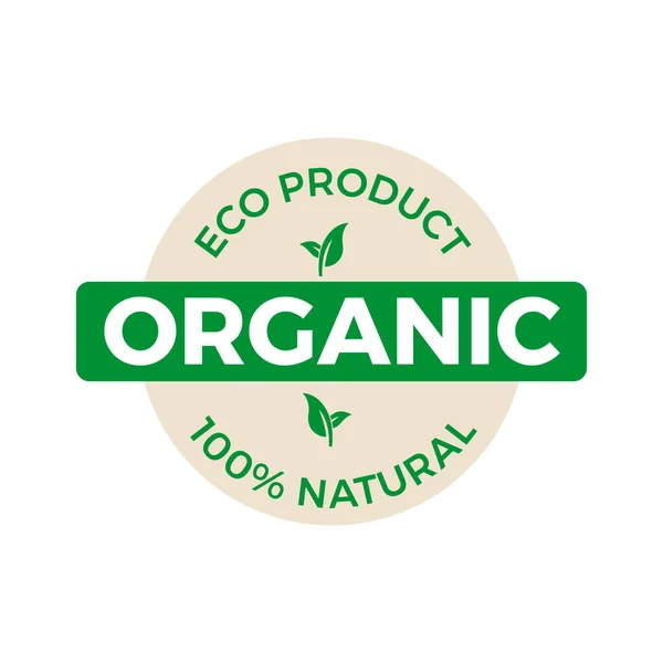 Producto Ecológico Ecológico 100 Natural Etiqueta Vector Hoja Verde — Vector de stock