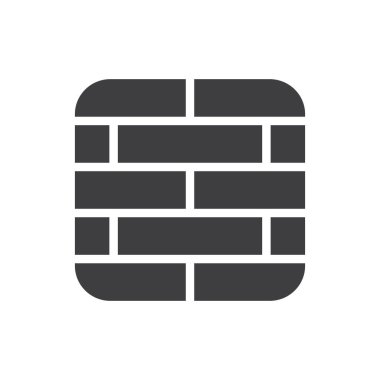  Duvar, Tuğla Bloğu İzole Edilmiş Düz Vektör Simgesi