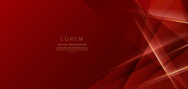 Abstract Elegant Red Background Golden Line Lighting Effect Sparkle Luxury — 스톡 벡터