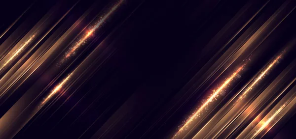 Abstract Luxury Golden Glitter Effect Glowing Black Background Lighting Effect — Διανυσματικό Αρχείο