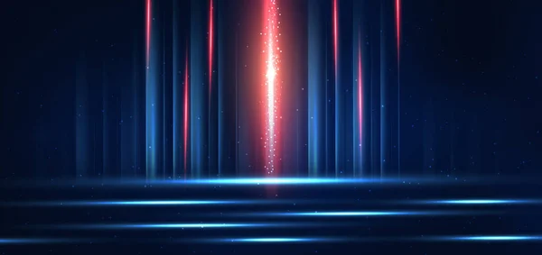 Abstrakte Technologie Futuristisch Leuchtende Blaue Und Rote Lichtlinien Mit Geschwindigkeitsbewegungen — Stockvektor