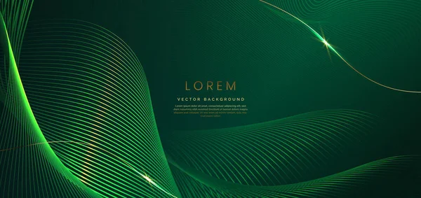 Absztrakt Luxus Izzó Vonalak Görbült Átfedés Sötétzöld Háttér Sablon Prémium — Stock Vector