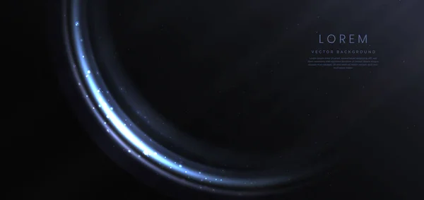Courbe Luxe Rayonnante Sur Fond Noir Avec Effet Éclairage Espace — Image vectorielle