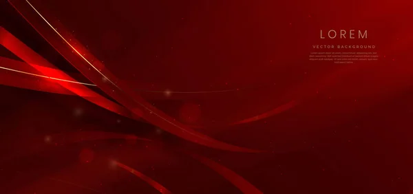 Абстрактная Трехмерная Изогнутая Красная Лента Красном Фоне Эффектом Подсветки Искры — стоковый вектор