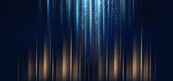 Розкішні Світло Блакитні Золоті Смуги Вертикальних Ліній Світло Темно Синьому — стоковий вектор
