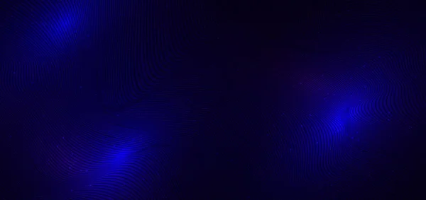 在深蓝色背景下 具有速度运动模糊效应的前瞻性发光蓝光线波浪形技术 病媒说明 — 图库矢量图片