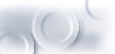 Beyaz gri arka planda üç boyutlu derinlik daireleri ve haft daireler. Minimum geometrik stil. Vektör illüstrasyonu