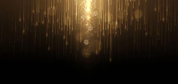 Abstract Elegant Gold Glowing Line Lighting Effect Sparkle Black Background — Stockový vektor