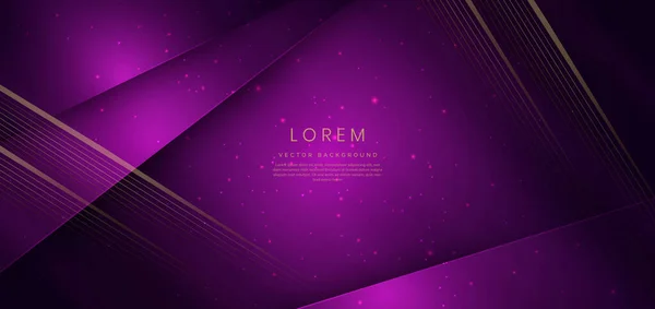 Abstract Elegant Purple Background Golden Line Lighting Effect Sparkle Luxury — Stock Vector