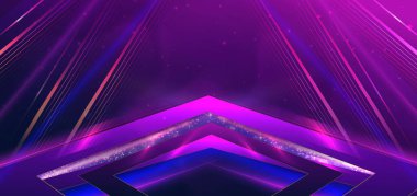 Elegant purple and dark blue stage horizontal glowing with lighting effect sparkle on dark blue background. Template premium award design. Vector illustration