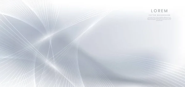 要旨灰色の背景に重なって波状の現代的な輝く白い線 テンプレート技術の設計 ベクターイラスト — ストックベクタ