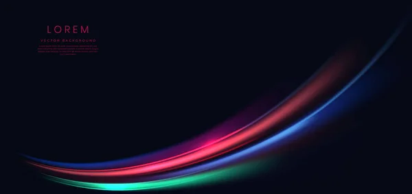 Abstract Futuristic Neon Light Curved Red Blue Dark Blue Background — Archivo Imágenes Vectoriales