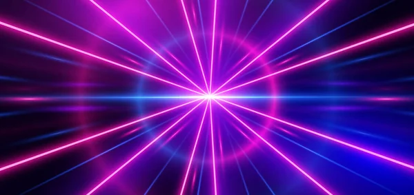 Abstract Technologie Futuristische Gloeiende Neon Blauwe Roze Lichtlijnen Met Snelheidsbeweging — Stockvector