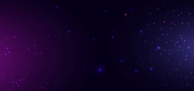 Soyut teknoloji fütüristik neon diyagonal parlak mavi ve pembe ışık çizgileri koyu mavi arkaplan üzerinde hızlı hareket bulanıklığı etkisi. Vektör illüstrasyonu