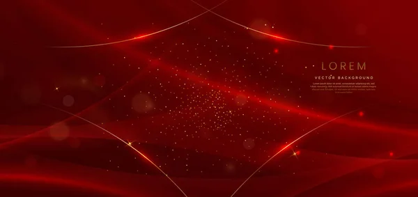 Abstract Curved Red Shape Red Background Lighting Effect Copy Space — Stock vektor