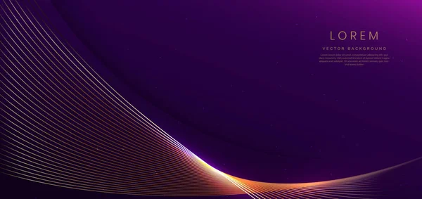 Líneas Doradas Lujo Abstractas Curvas Superpuestas Sobre Fondo Púrpura Oscuro — Vector de stock