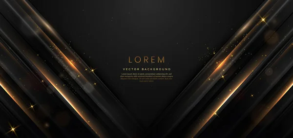 Abstract Elegant Black Background Golden Line Lighting Effect Sparkle Luxury — ストックベクタ