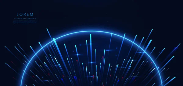 Abstrakte Technologie Futuristisch Leuchtende Blaue Lichtlinien Mit Hochgeschwindigkeitseffekt Auf Dunkelblauem — Stockvektor
