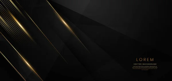 Abstract Elegant Black Background Golden Line Lighting Effect Sparkle Luxury — Vetor de Stock