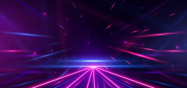 Abstract Technology Futuristic Neon Triangle Glowing Blue Pink Light Lines — Image vectorielle