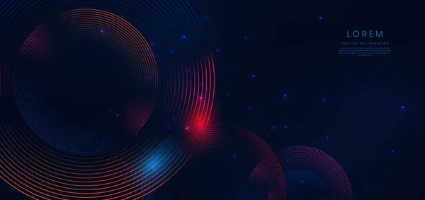 Technologie Abstraite Lignes Cercle Néon Futuriste Lignes Lumineuses Bleues Rouges — Image vectorielle