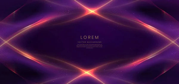 Розкішний Темно Фіолетовий Фон Вигнутою Золотою Лінією Ефектом Освітлення Векторні — стоковий вектор