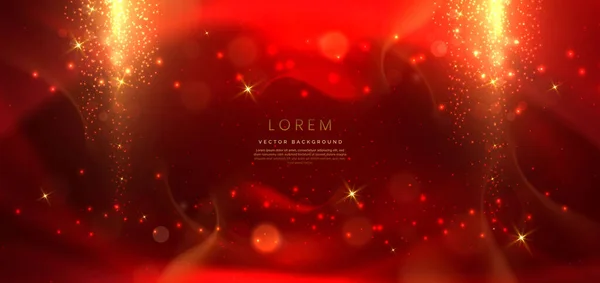 Abstract Elegant Dark Red Background Golden Glowing Effect Template Premium — Stock Vector