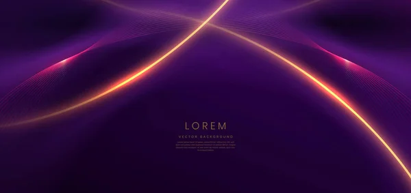 Luxe Fond Violet Foncé Avec Ligne Dorée Incurvée Effet Éclairage — Image vectorielle
