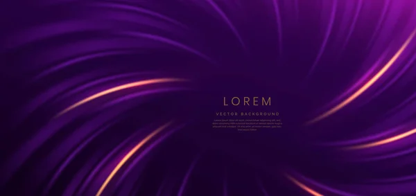 Абстрактні Елегантні Фіолетові Вигнуті Лінії Темно Фіолетовому Фоні Золоті Вигнуті — стоковий вектор